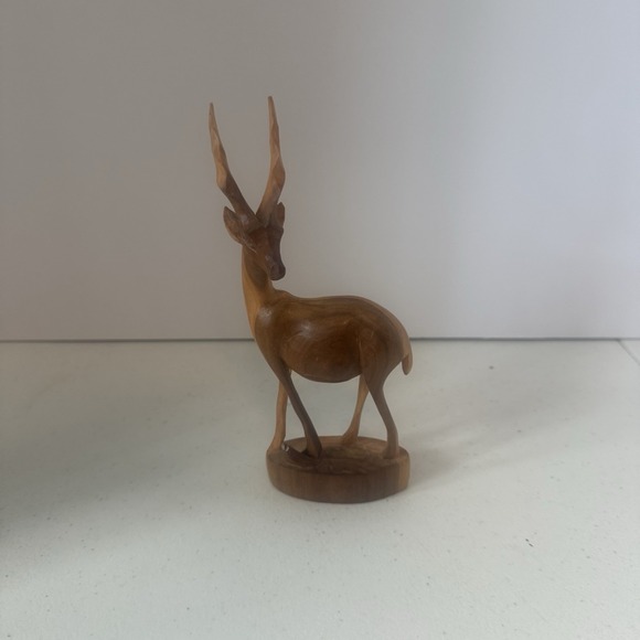 Handmade Other - Vintage Gazelle‎ African Kenya Wooden Hand Carved Art Sculpture